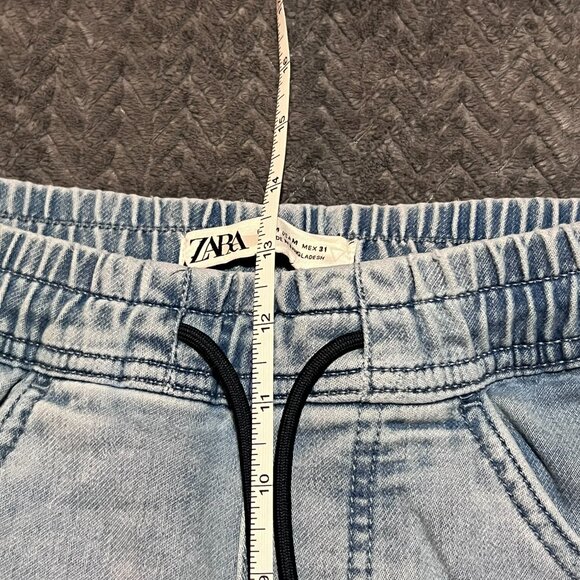 ZARA Jogger Shorts Men's Elastic Waist Denim Shorts Size Medium - Picture 4 of 7
